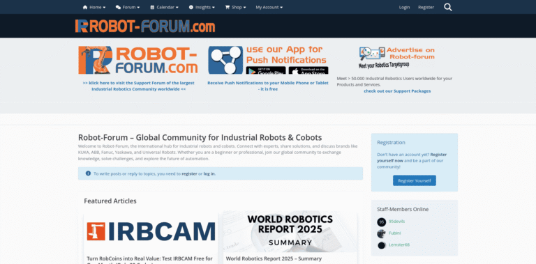203 Robot Forum Global Community for Industrial Robots Cobots wwwrobot forumcom min 768x379