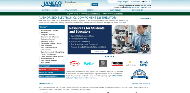 220 Electronic Components Distributor Jameco Electronics wwwjamecocom min 768x379