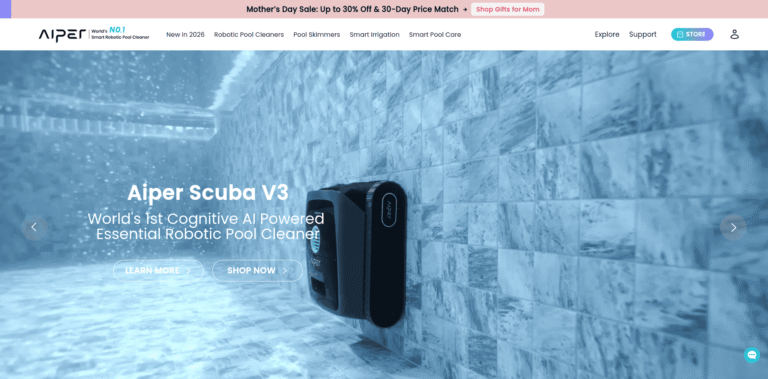 234 Worlds No1 Smart Robotic Pool Cleaner Aiper USA aipercom min 768x379