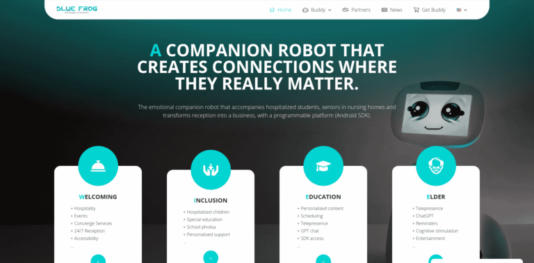 307 Emotional Companion Robot Education Elder Inclusion Business BLUE FROG ROBOTICS  mbluefrogroboticscom min 768x379