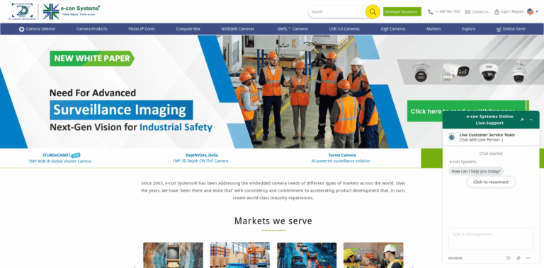 354 e con Systems®  Develops Manufactures OEM Cameras 20 Years of Expertise  wwwe consystemscom min 768x379