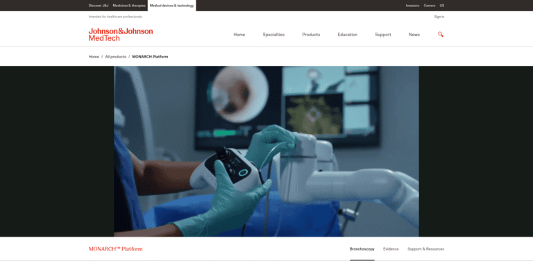 512 MONARCH Platform Robotic assisted bronchoscopy RAB JJ MedTech US wwwjnjmedtechcom min 768x379