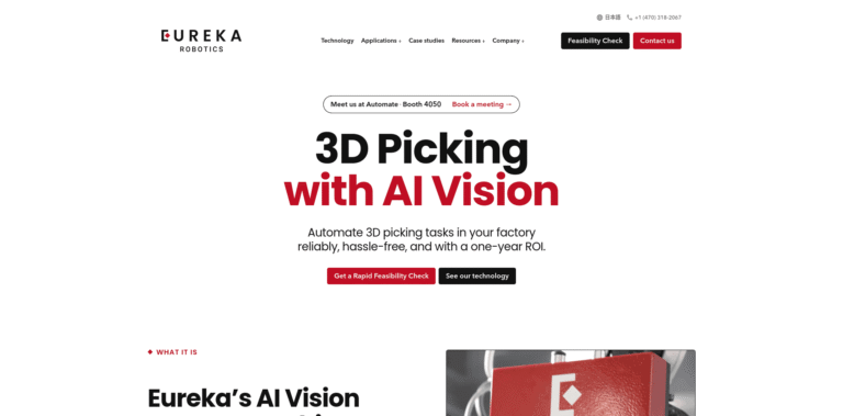 FireShot Capture 077 Eureka Robotics 3D Picking with AI Vision eurekaroboticscom min 768x379