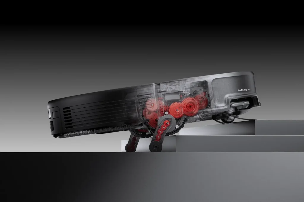 - RobotsInc.com Cutaway view of a sleek train locomotive showing red gears inside the drivetrain beneath a transparent outer shell.